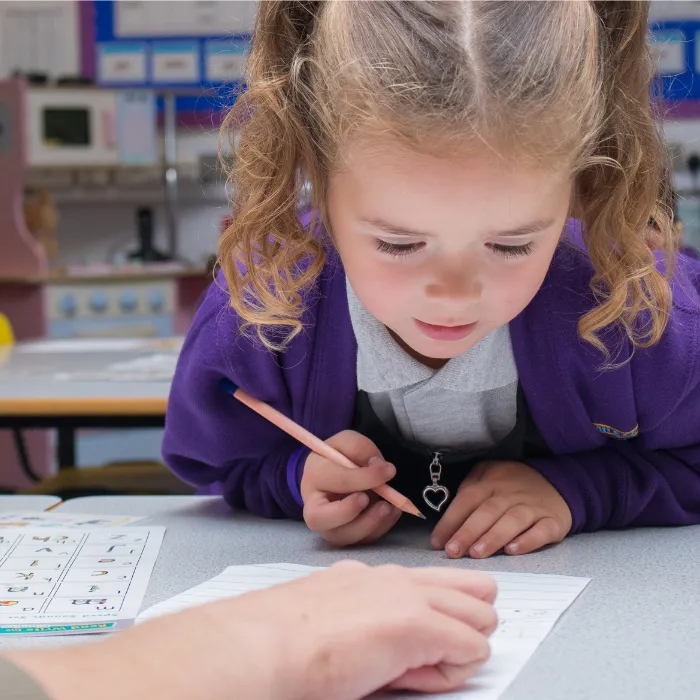 A primary school child undertaking a psychometric assessment