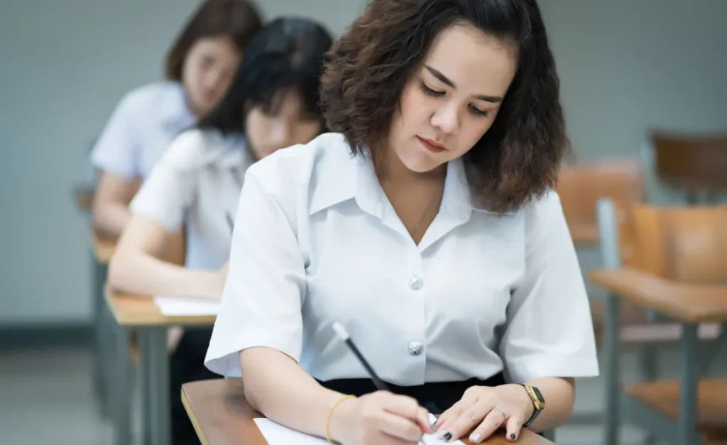 A student sitting an exam