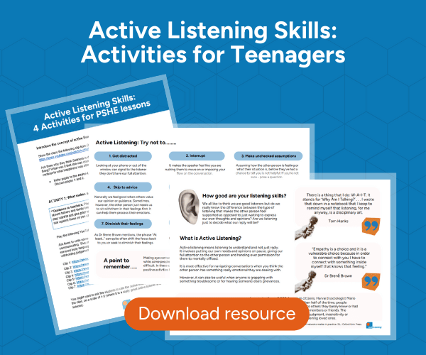 A thumbnail preview of our active listening worksheets for teens