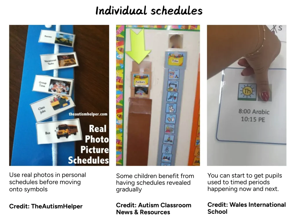 Individual real photo vertical schedules for each child