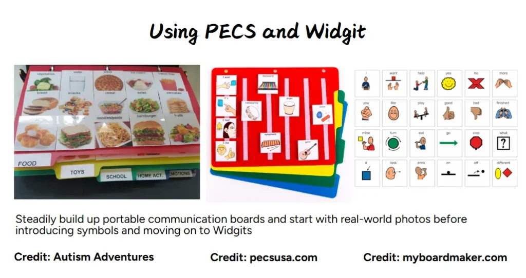 PECs boards to help build confidence - starting with real-world photos before moving onto symbols