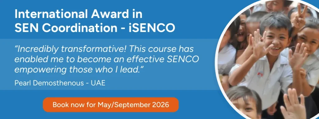 Graphic includes delegate quote for isenco: "Incredibly transformative! This course has enabled me to become an effective SENCO empowering those who I lead".